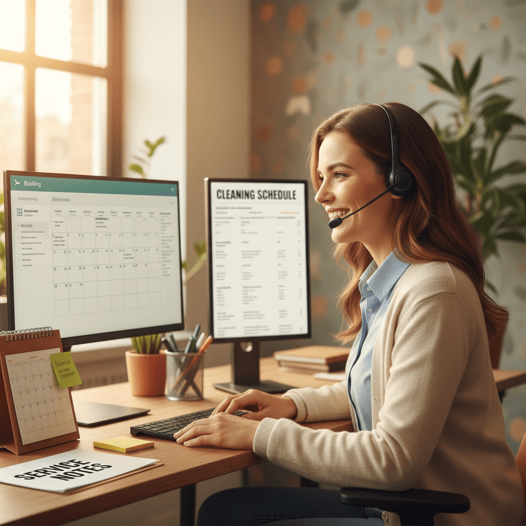 Customer support representative assisting with booking