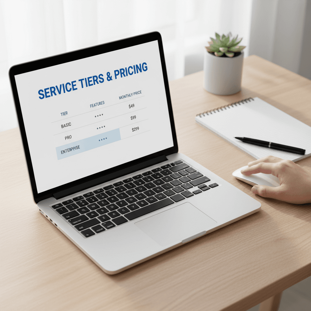 Transparent pricing display on laptop