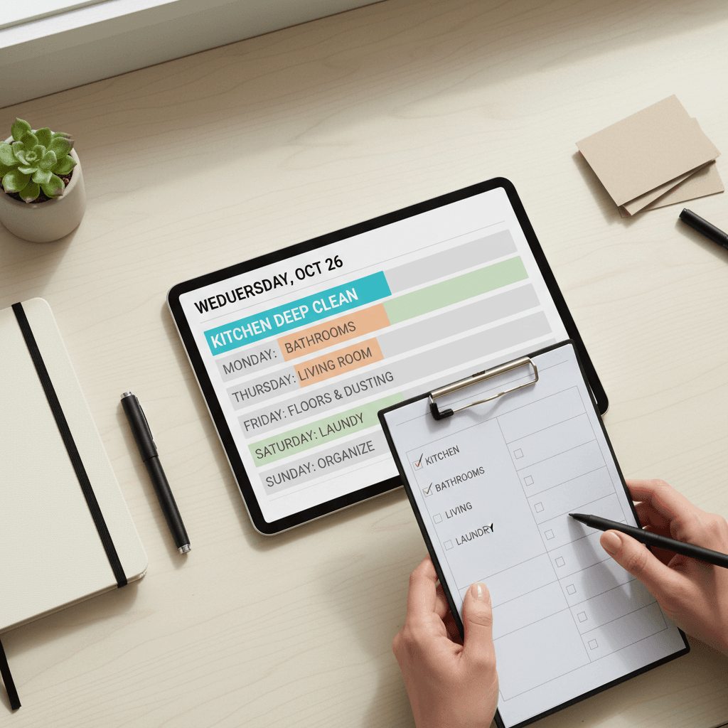 Weekly cleaning schedule